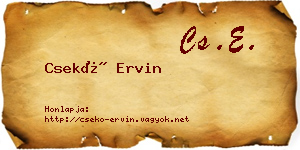 Csekő Ervin névjegykártya